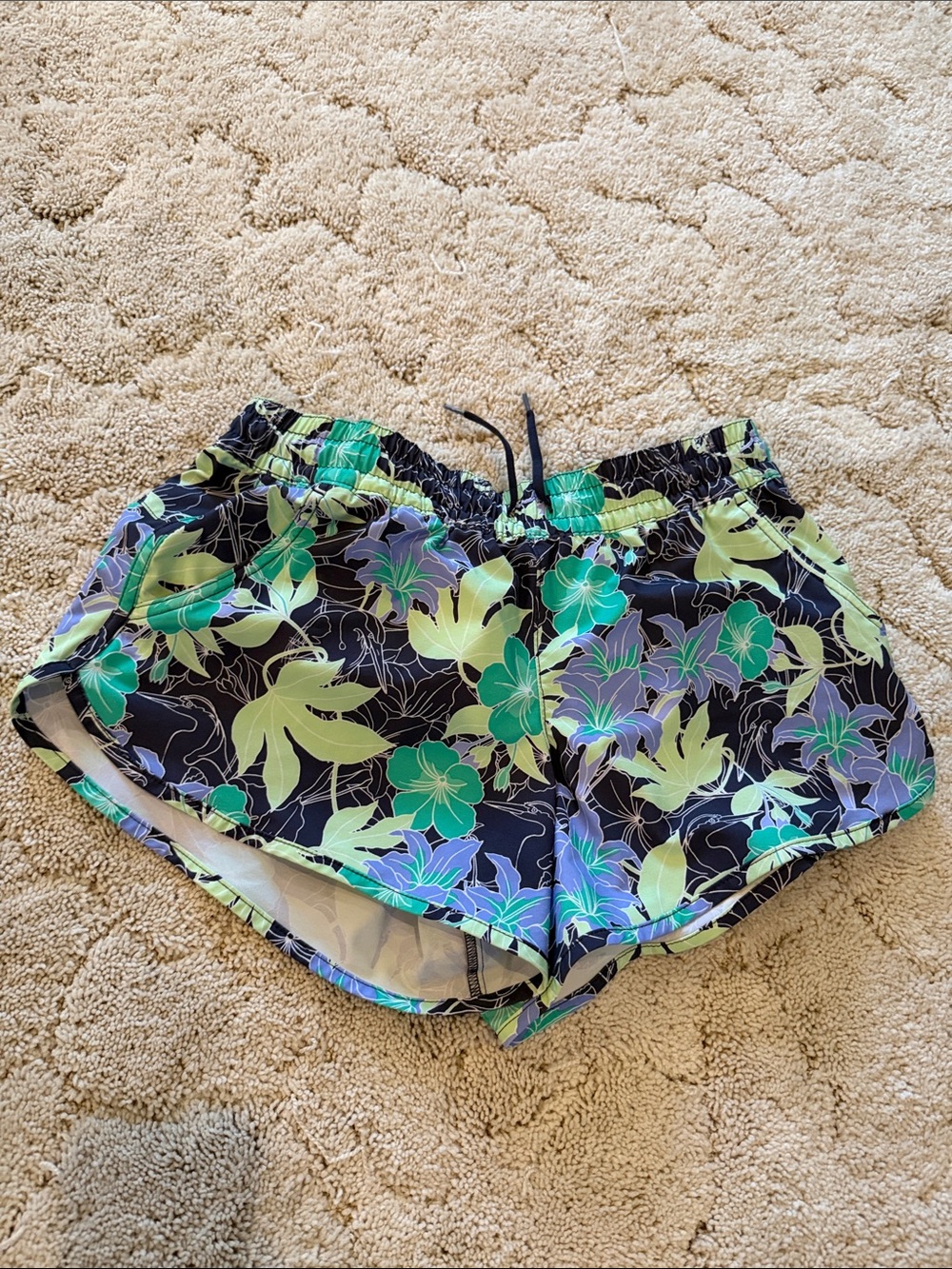 Columbia Women's Black Athletic Shorts with Green & Blue Floral